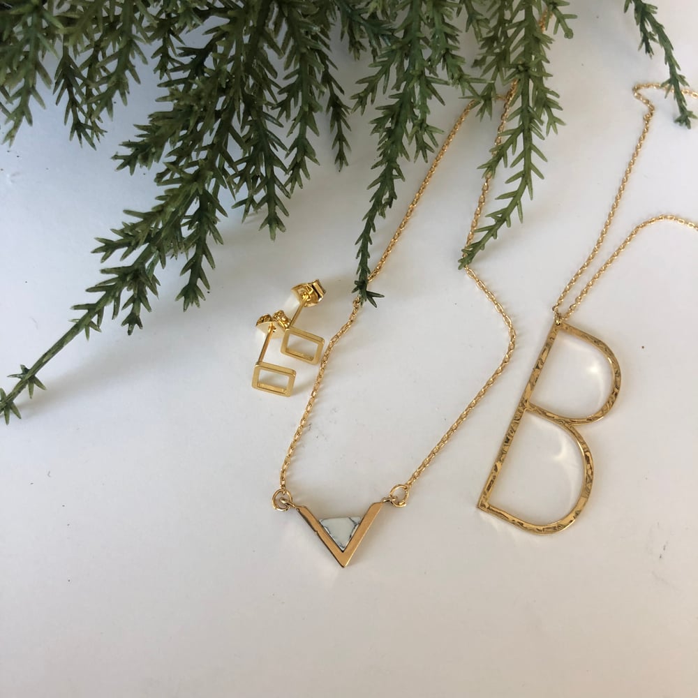 Image of Gold and marble Chevron necklace 