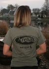 Arena's Stamp Logo T-Shirt in Military Green