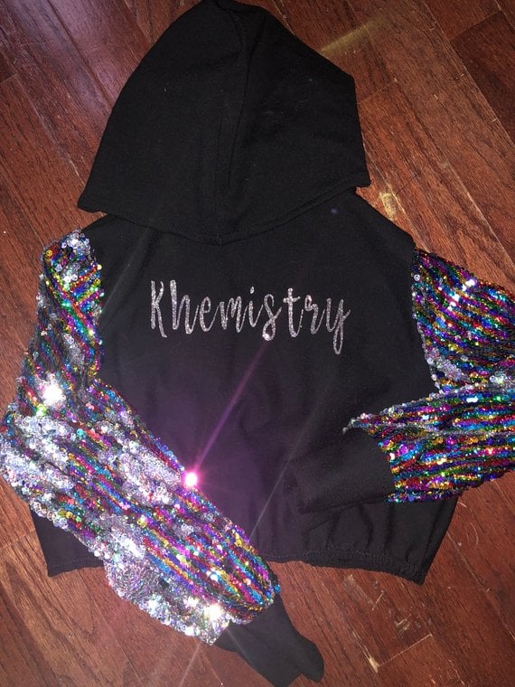 Image of Kids Sequin Cropped Hoodie