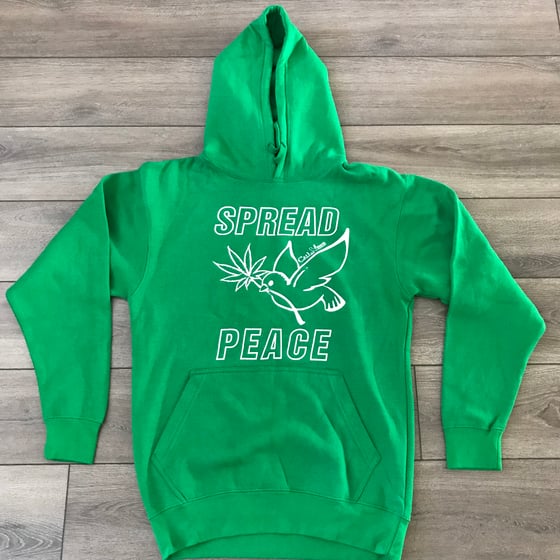 Image of Spread Peace Kelly Green Hoodie