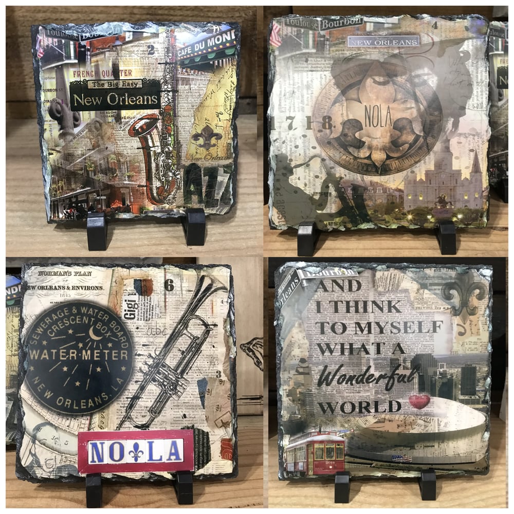 Image of 6X6 NEW ORLEANS PHOTO SLATE W EASEL 