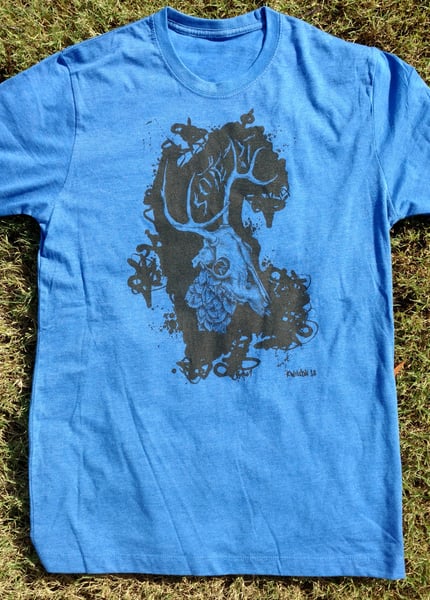 Image of "Deer Skull" short sleeve T Heather Blue