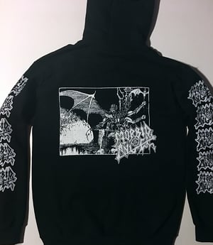 Image of Morbid Angel " Abomination "  Hooded Sweatshirt with Sleeve Prints