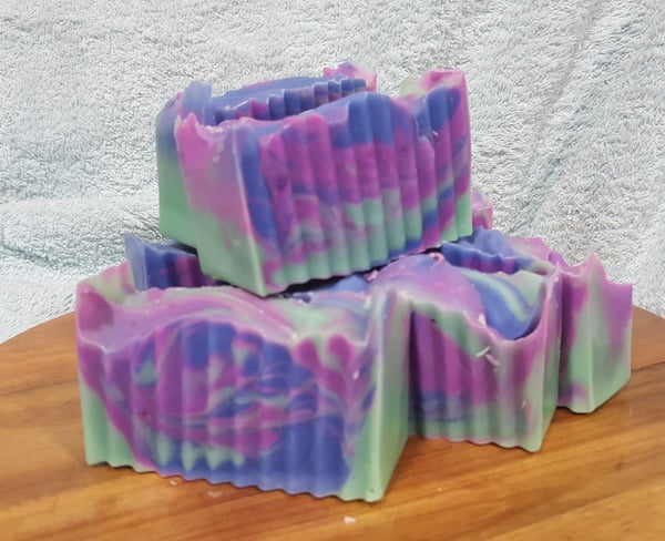 Image of Paua Shell look soap, with Lavender