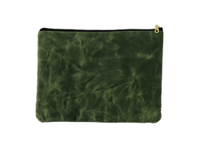 Image of Gloria Clutch In Olive Green Waxed Canvas
