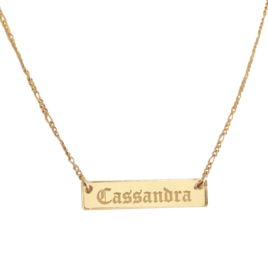 Image of Custom GOTHIC GOLD BAR Necklace