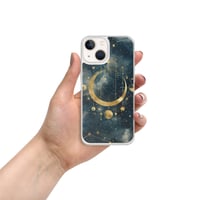 Image 18 of Blue and Gold Celestial Moons Design Clear Case for iPhone®