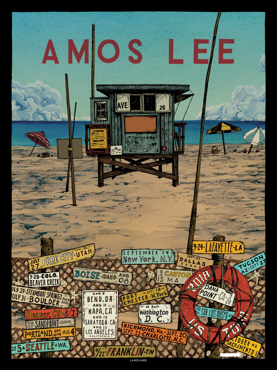 Amos Lee (2018 . Tour) • . Official Poster (18