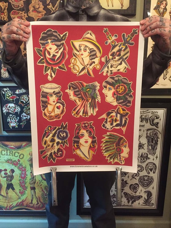Image of Lady Faces & Skulls Print ~ Richie Clarke