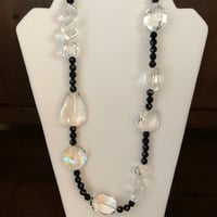 Image 2 of black onyx and clear quartz necklace
