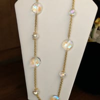 Image 2 of clear faceted quartz crystals& gold chain