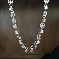 Image 4 of long silver chain & clear crystal quartz necklace