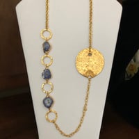 Image 1 of blue agate gold chain
