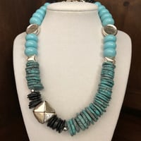 Image 1 of baby blue turquoise and silver necklace