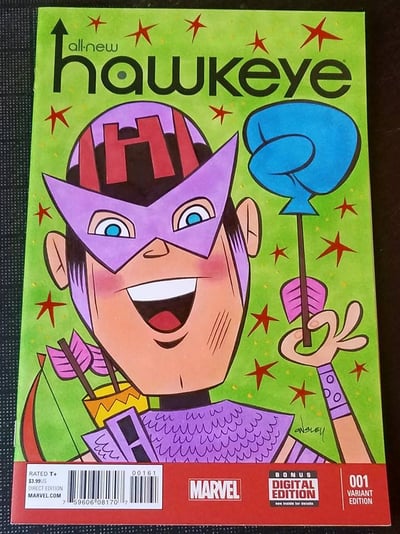 Image of HAWKEYE ORIGINAL ART SKETCH COVER! MARVEL COMICS AVENGERS!