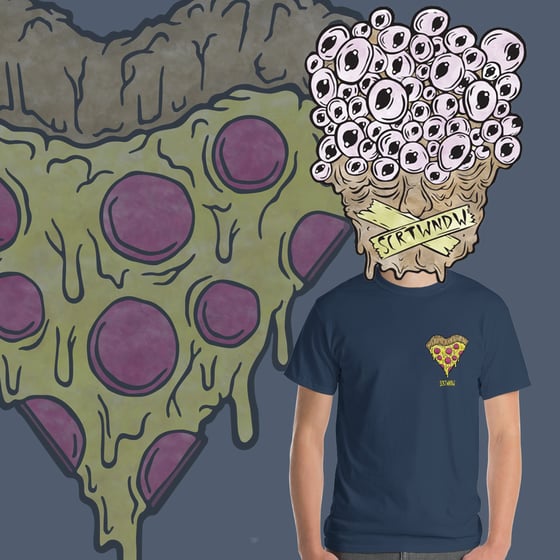 Image of PEACE // LOVE // PIZZA NAVY TEE