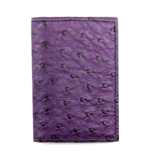 Image of Bifold n°4 - Dark purple Ostrich card-holder