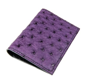 Image of Bifold n°4 - Dark purple Ostrich card-holder