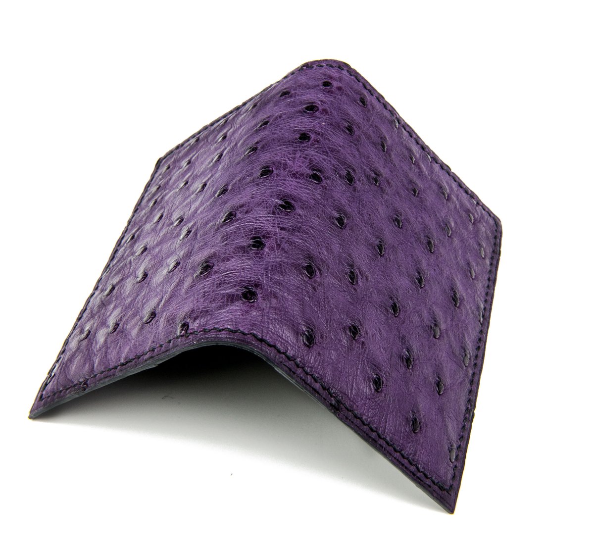 Purple Ostrich Pattern Zipper Wallet with RFID Protection