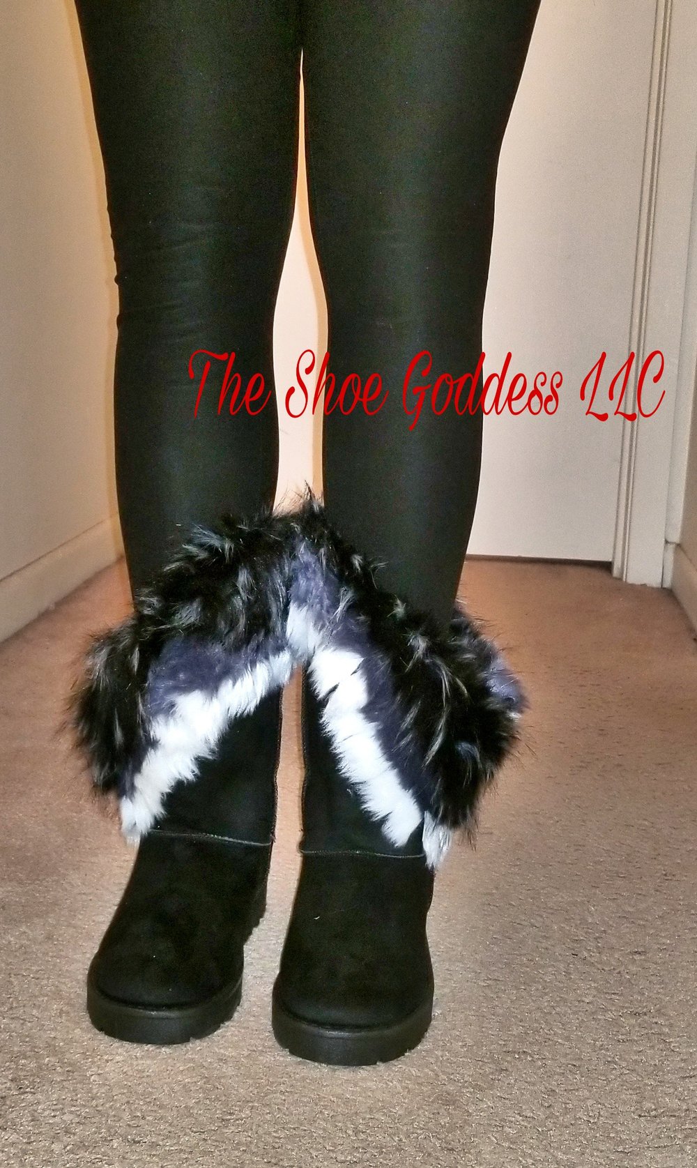 "Libby" Black Fur Collar Boots