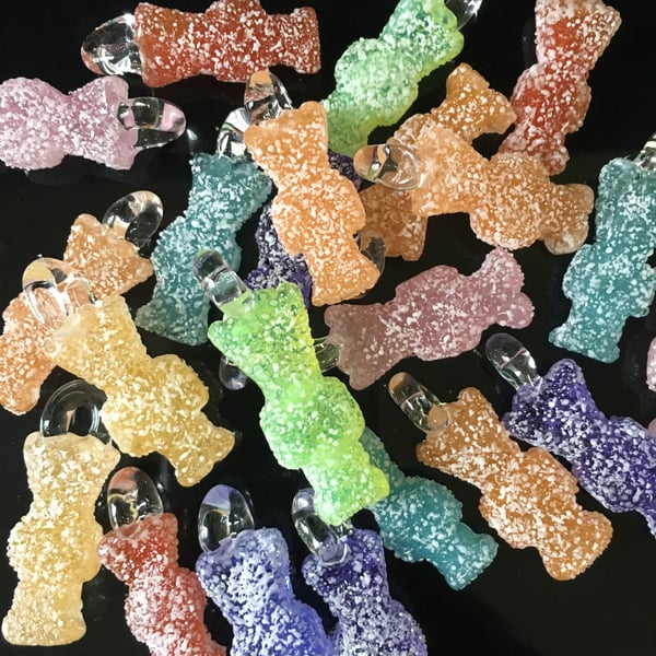 Image of glass gummy candy pendants