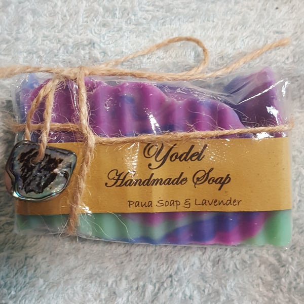 Image of Paua Shell Soap Gift, with piece of paua shell.
