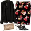 Black & Red Floral Skirt