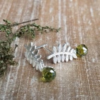 Image 1 of Tiny Fern Frond Earrings - Silver