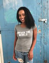 UNFUCK THE WORLD  WOMEN'S T-SHIRT GREY HEATHER