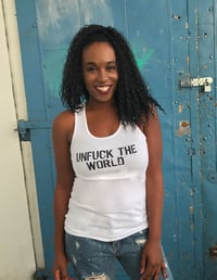 UNFUCK THE WORLD WOMEN'S TANK WHITE