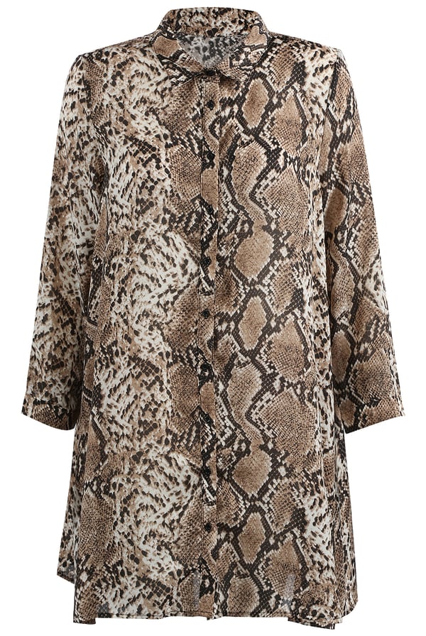 Image of Reptile Print Shirt Dress