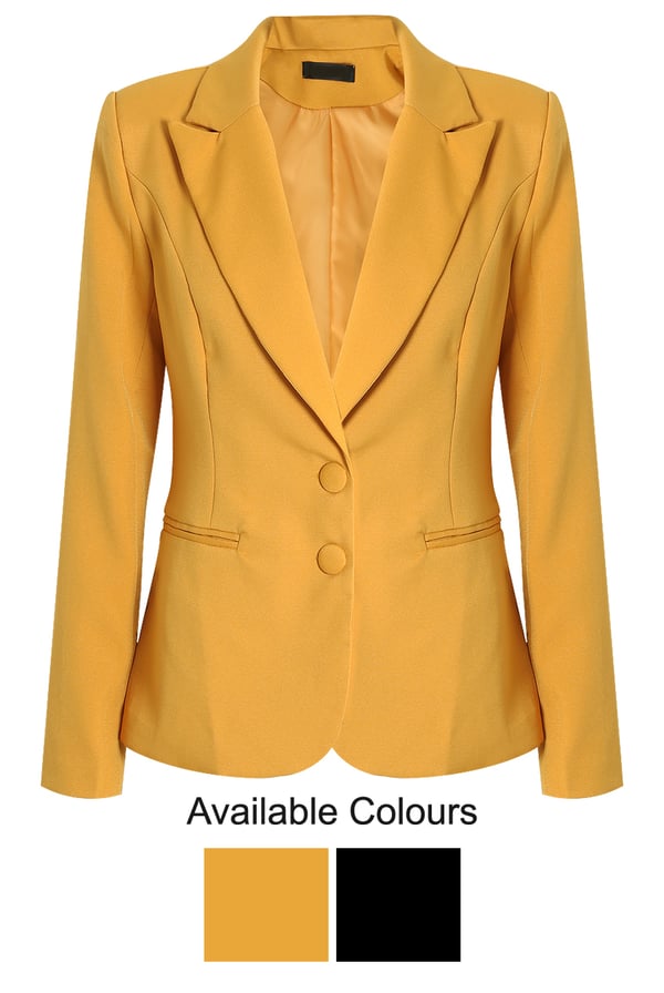 Image of Casual Button Up Blazer- Mustard