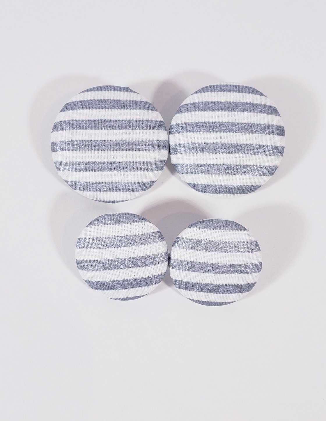 Image of Silver & White Stripe Button Earrings & Rings