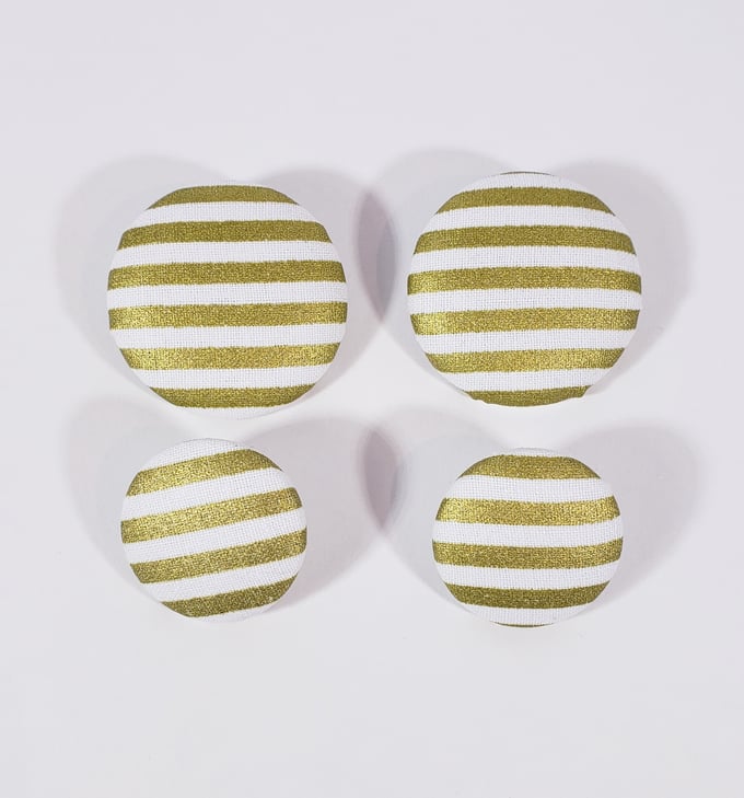 Image of Gold & White Stripe Button Earrings