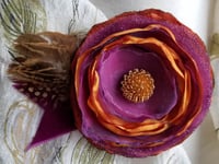 Image 2 of Purple & Orange Poppy Floral Brooch