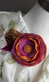 Purple & Orange Poppy Floral Brooch