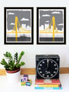 Small Pittsburgh City of Bridges Offset Diptych Art Prints Set or Singles 