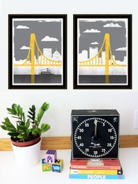 Image 1 of Small Pittsburgh City of Bridges Offset Diptych Art Prints Set or Singles 