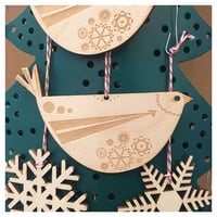 Image 3 of Wooden Folk Bird Laser Cut and Etched Ornament 