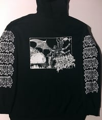 Image 1 of Morbid Angel " Abomination " Zip Up Hooded Sweatshirt with logo sleeve prints -  Last Ones !!