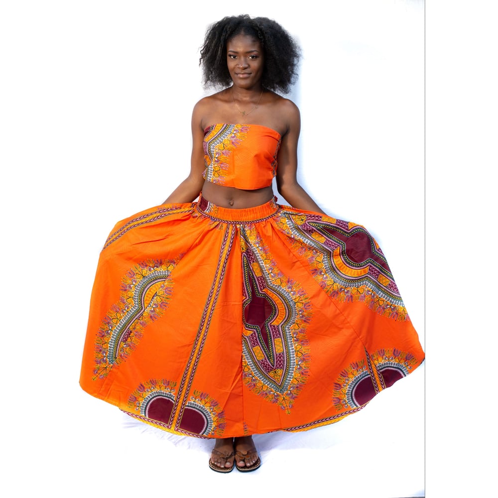 Dashiki Maxi Skirt with scarf 