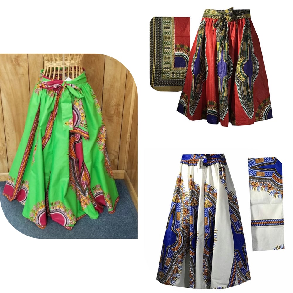 Dashiki Maxi Skirt with scarf 