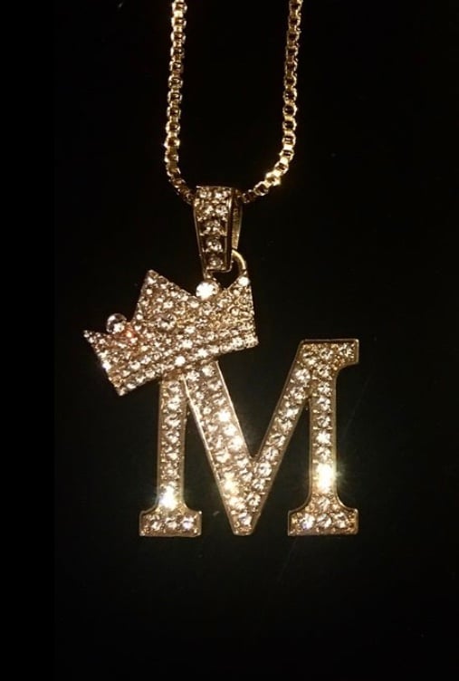 Image of Crown initial necklace (box chain)