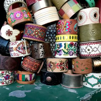 Image 1 of Leather Cuffs- Floral