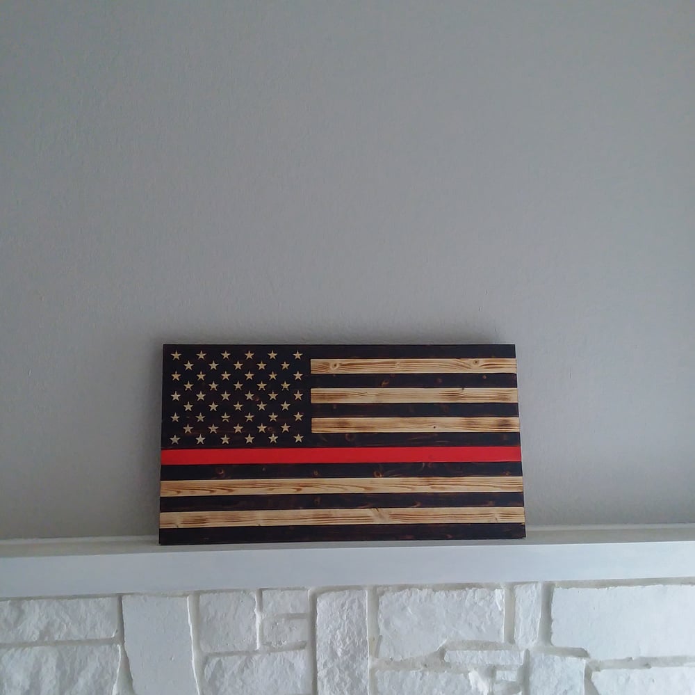 Image of Rustic american Flag (Thin Red Line Flag)