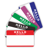 Image 1 of Custom "Hello,My Name Is" Blank Eggshell Sticker With or without your logo