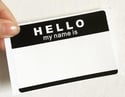 Custom "Hello,My Name Is" Blank Eggshell Sticker With or without your logo