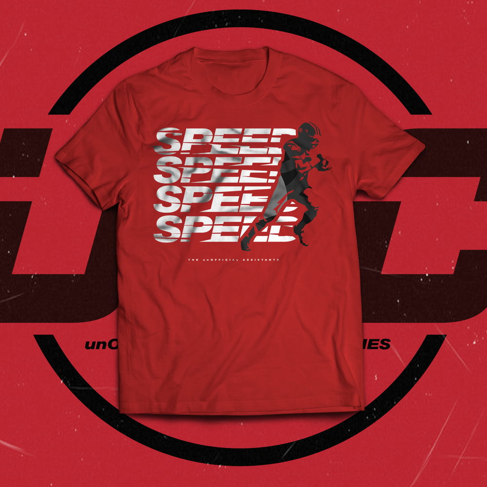 Image of Speed Speed Speed Speed Tee (Adult/Red)