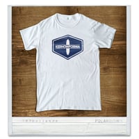Image 1 of Retro Logo / T-shirt / Unisex (white & navy blue)