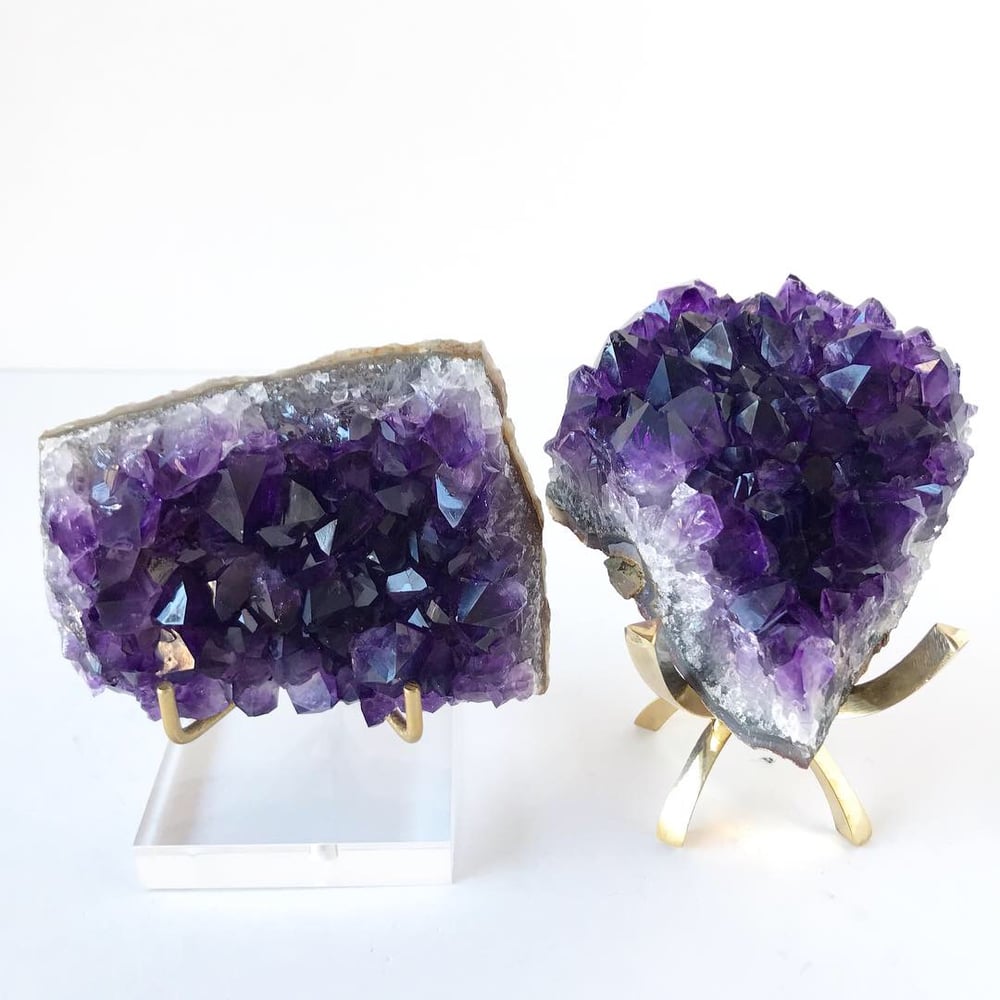 Image of Uruguayan Amethyst no.56 + Lucite and Brass Stand Pairing
